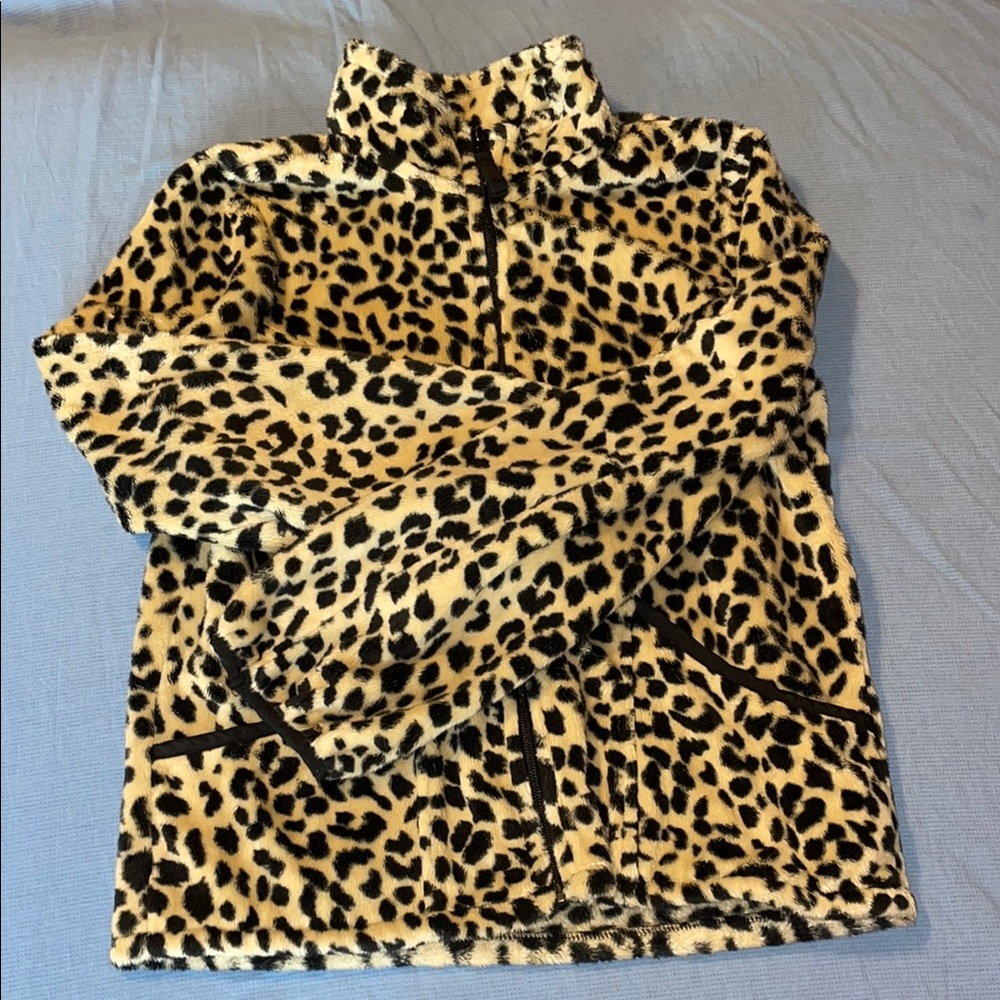 Black and Cream Leopard Plush Jacket